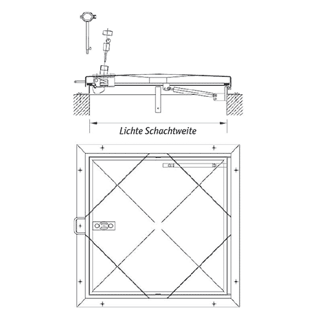 Schachtabdeckung Typ Brunnen quadratisch Skizze