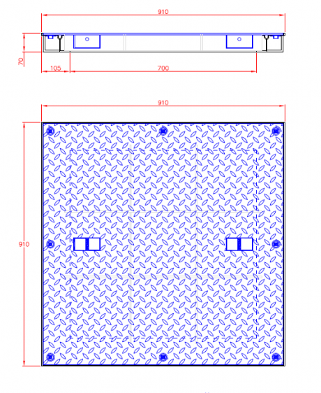 Schachtabdeckung Typ wasserdicht SR GMV 30kN Skizze
