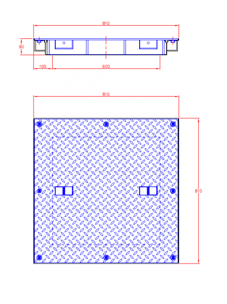 Schachtabdeckung Typ wasserdicht SSR GMV 125kN Skizze