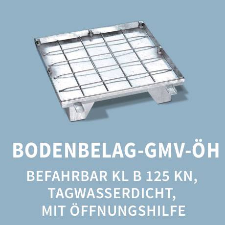 Schachtabdeckung: Typ Bodenbelag ÖH 125 kN befahrbar tagwasserdicht mit Öffnungshilfe