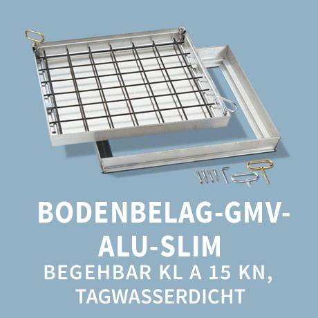 Schachtabdeckung: Typ Bodenbelag Alu slim begehbar 15kN tagwasserdicht
