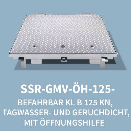 Schachtabdeckung: Typ wasserdicht SSR GMV ÖH 125kN befahrbar mit Öffnungshilfe