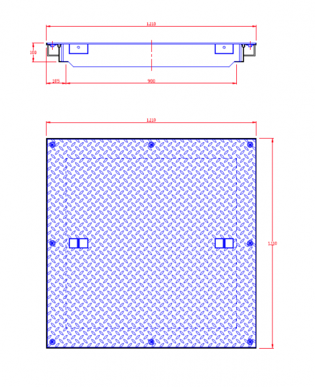 Schachtabdeckung Typ wasserdicht SSR GMV 400kN Skizze